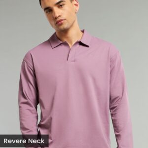 Mauve Pink Revere Neck Full Sleeve Polo